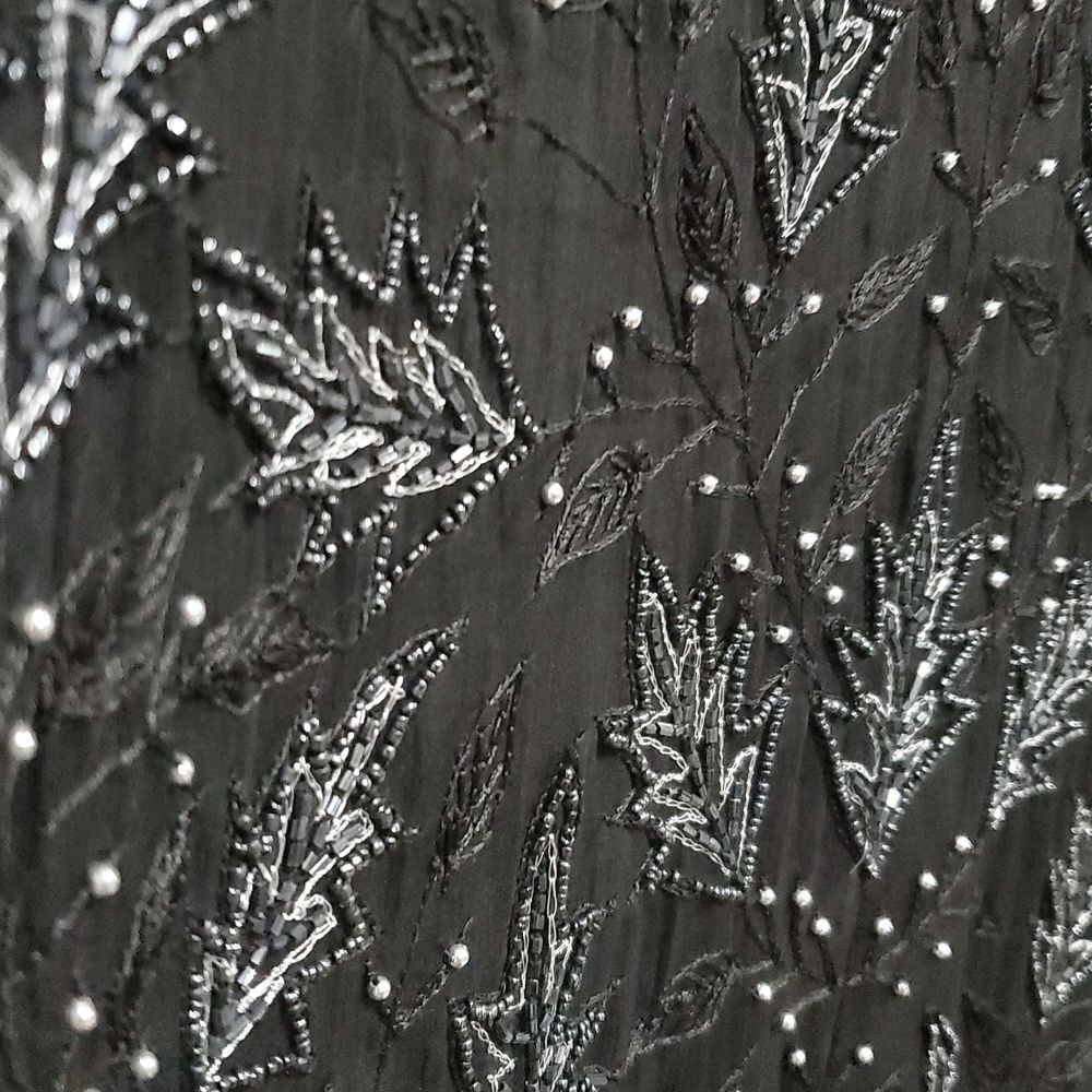 Black Leaf Pattern Long Coat - image 8